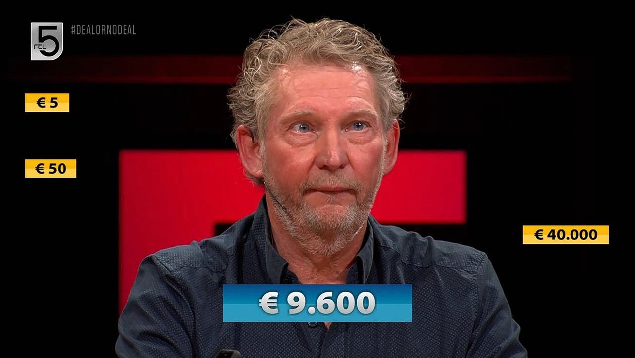 Deelnemer Jan Piet in ‘Postcode Loterij Deal or No Deal’.