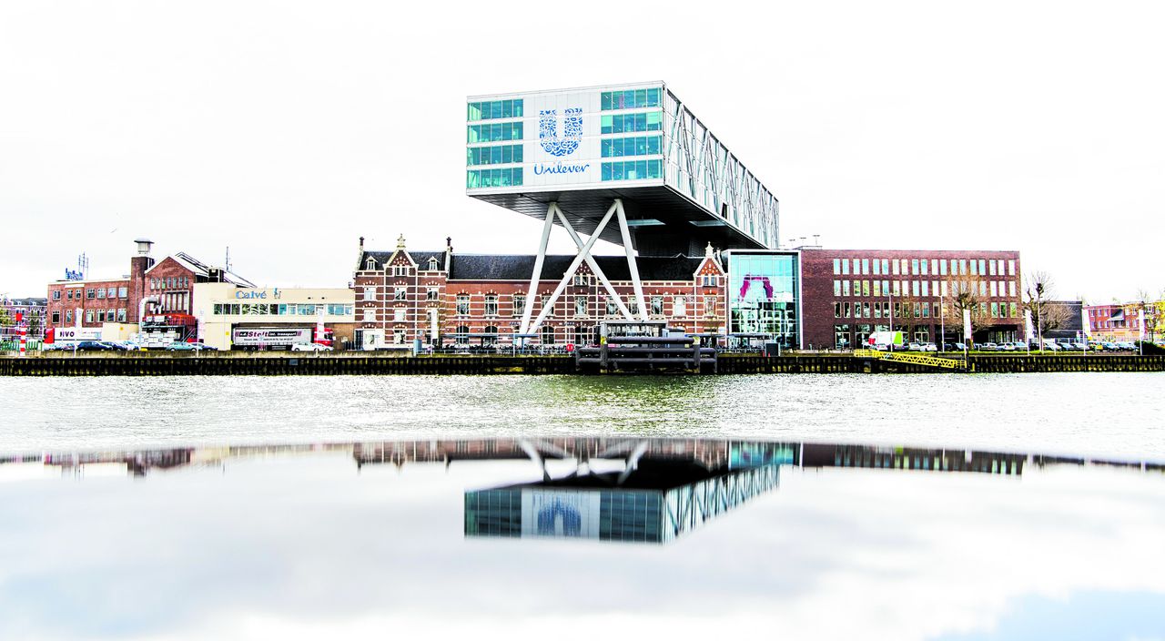 Exterieur van Unilever aan de Nassaukade in Rotterdam.