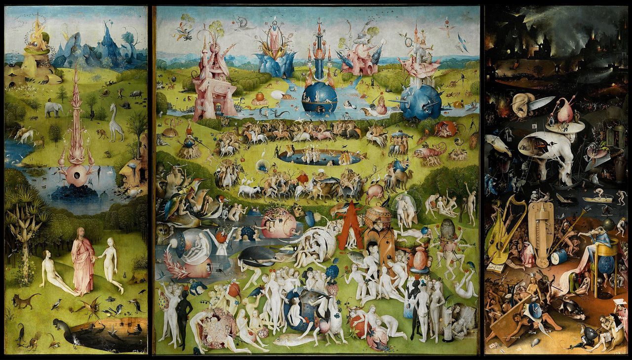 Details uit De tuin der lusten van Jheronimus Bosch (1480-1490)