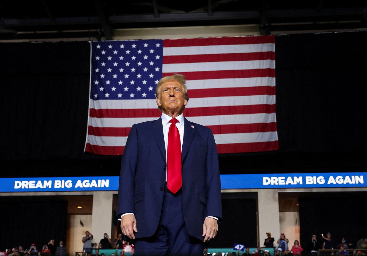 Donald Trump tijdens zijn campagne in Pennsylvania, vlak voor de verkiezingen.