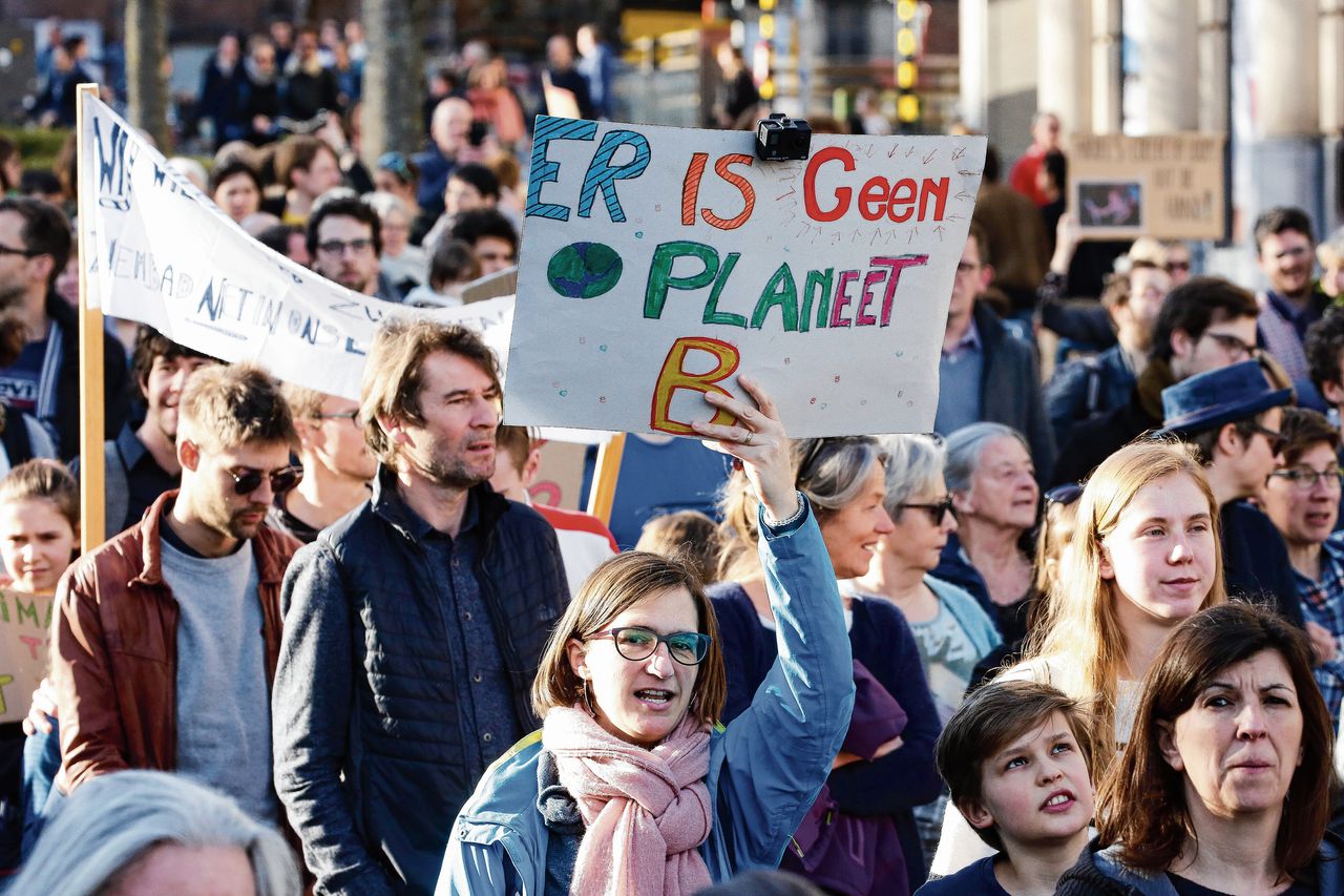 Een demonstrant in Gent, België.