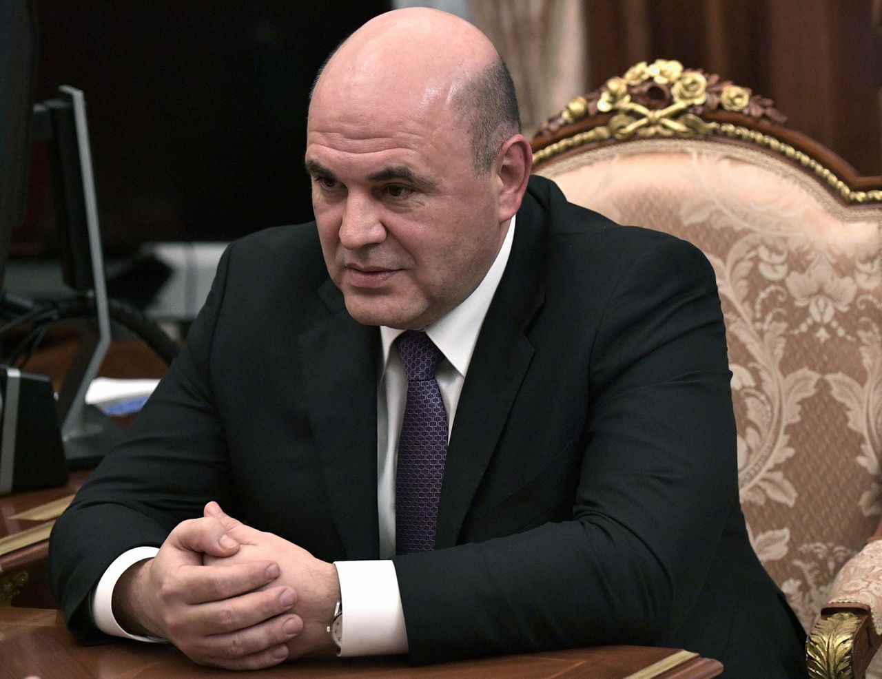 Michail Misjoestin twee weken geleden in het Kremlin na zijn benoeming tot nieuwe premier.