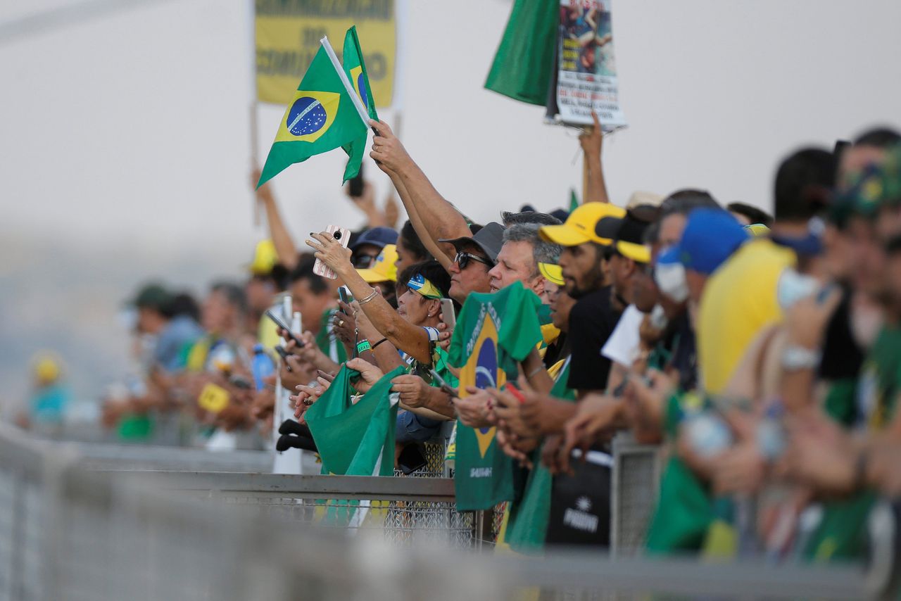 Aanhangers van Jair Bolsonaro tijdens de demonstraties op 7 september.