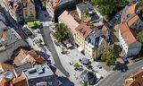 Luchtfoto van het oude centrum van  Jena.