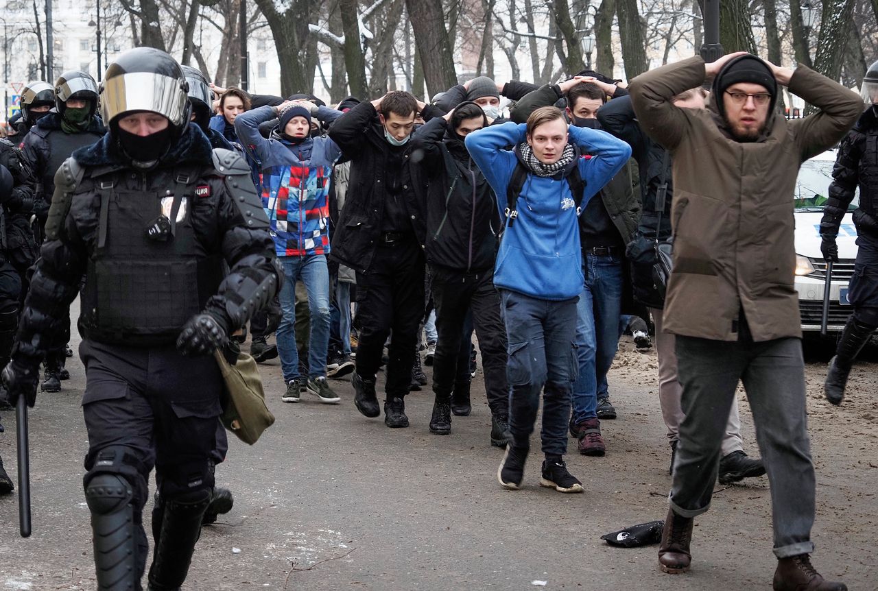 Bij eerdere protesten. zoals in januari tegen de detentie van Alexei Navalny, werden al veel mensen opgepakt.