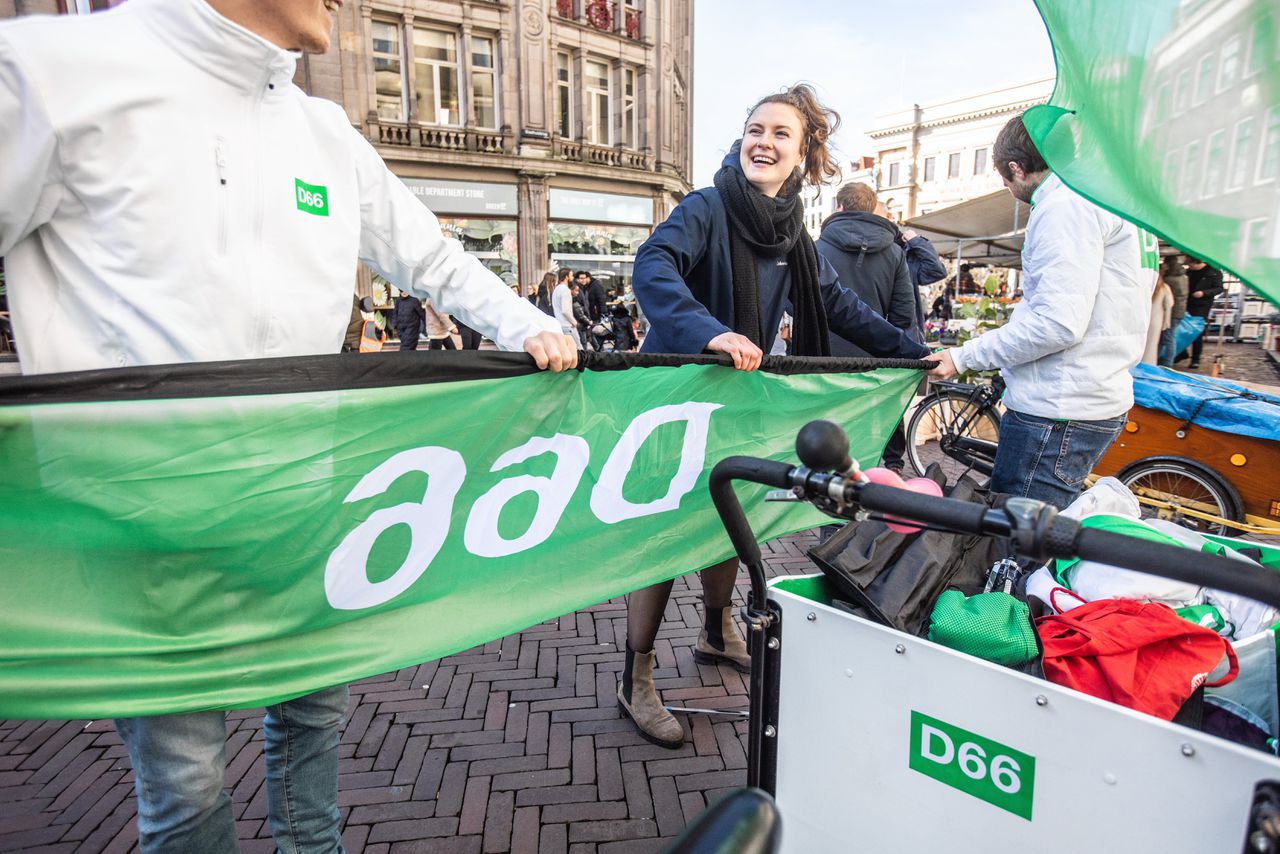 D66 op campagne in Utrecht.