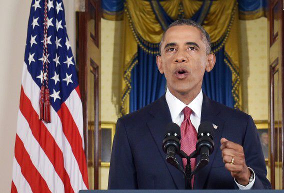 Obama spreekt het Amerikaanse volk toe vanuit het Witte Huis over zijn strategie tegen Islamitische Staat (IS).