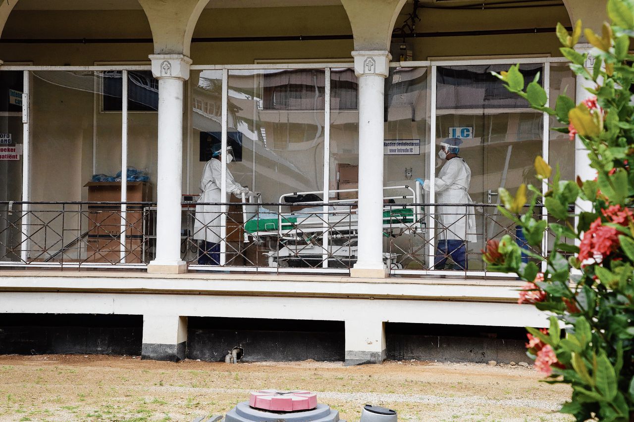Sint Vincentius Ziekenhuis in Paramaribo, waar dit voorjaar net als elders in het land de nood hoog was bij de behandeling van coronapatiënten.